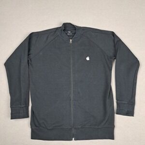Apple Sweater Mens Large Black Full Zip Jacket‎ Computer Nerd Mac Geek USA Made